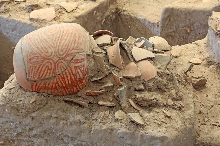 Excavation pit at Ban Chiang prehistoric village in Udon Thani