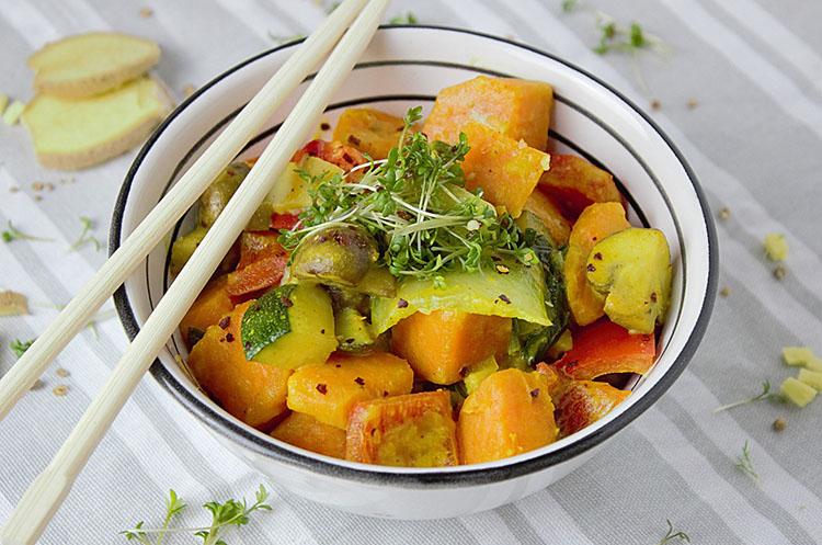 A bowl of vegetable curry