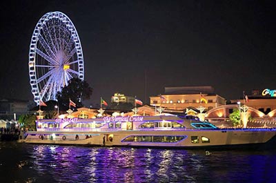 Vertical dinner cruise ship at Asiatique