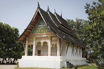 The main building of the Wat Aham, a small Buddhist temple with a history of spirit worshipping