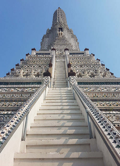 A steep stairway to the prang’s terrace