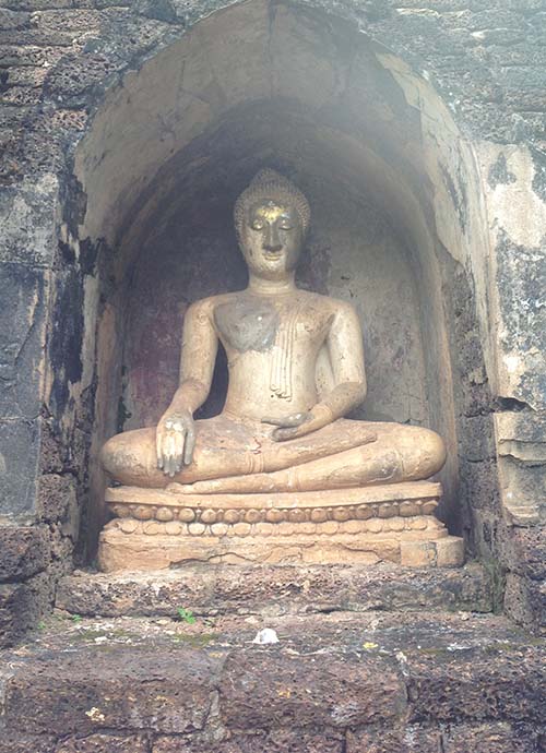A Buddha image in a niche