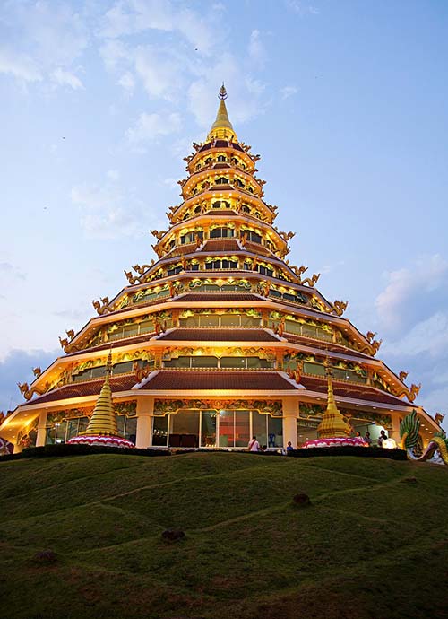 Nine tiered Chinese pagoda at Wat Huay Pla Kang