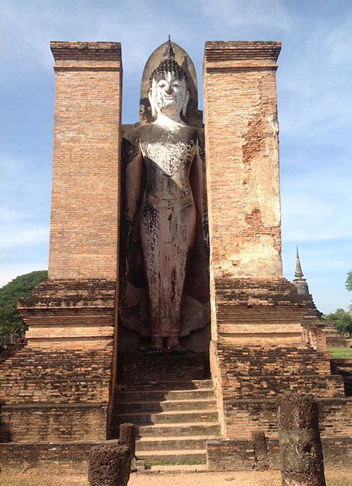 12 Meter tall Phra Attharot standing Buddha image at Wat Mahathat