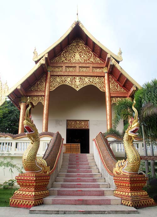 Viharn guarded by Naga snakes