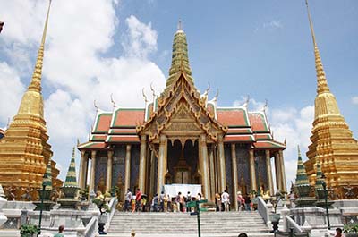 The Wat Phra Kaew on the grounds of the Grand Palace of Bangkok