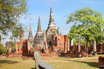 The three main stupas of the Wat Phra Si Sanphet in Ayutthaya