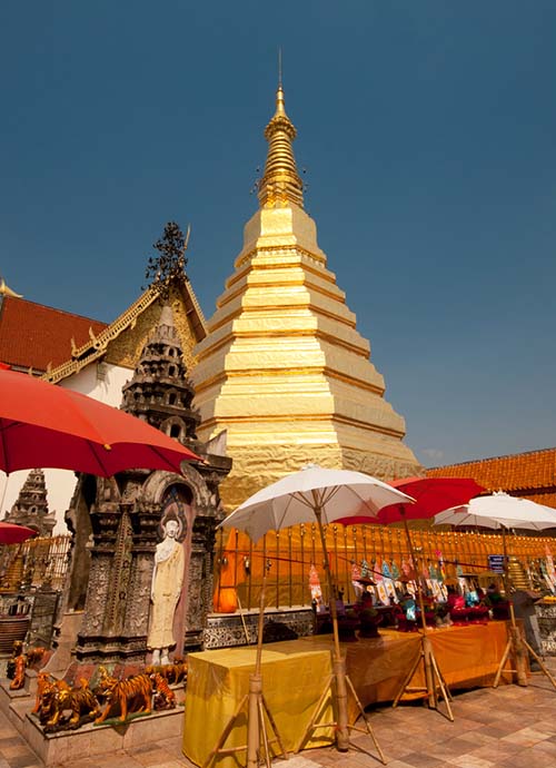 The 33 meter tall chedi at Wat Phra That Cho Hae in Phrae