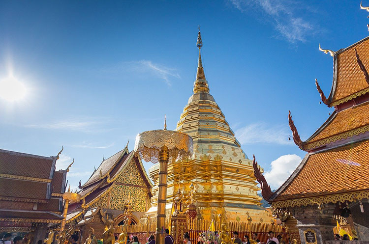 Doi Suthep temple on a mountain overlooking Chiang Mai