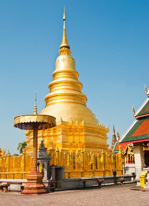Golden chedi at Wat Phra That Hariphunchai in Lamphun