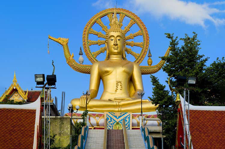 The 12 meter tall golden Buddha at Wat Phra Yai, Koh Samui
