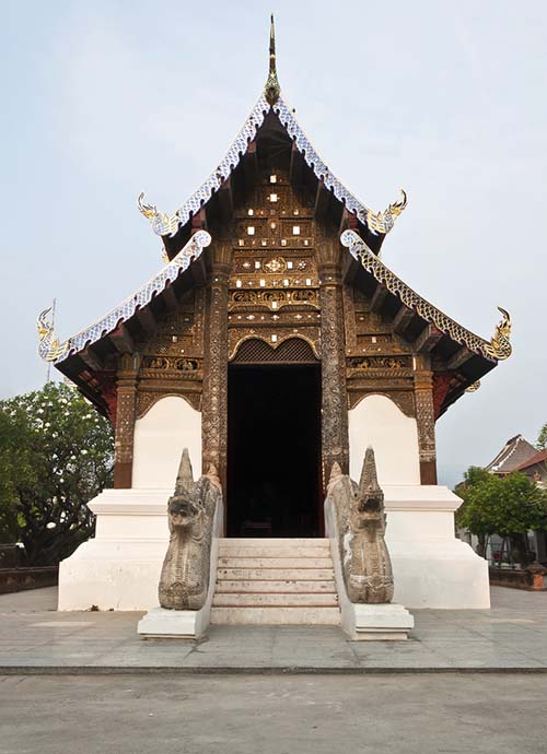 The wooden Lanna style viharn of the Wat Prasat in Chiang Mai