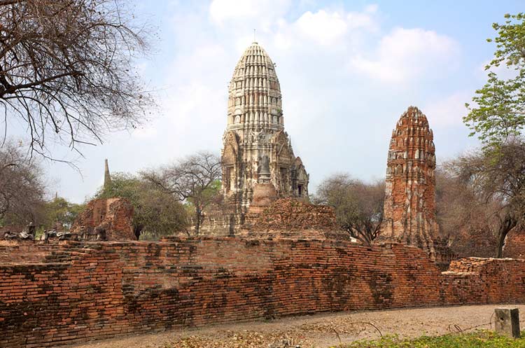 The Khmer style central prang of the Wat Ratchaburana