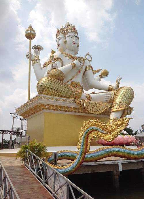 A statue of the Hindu God Brahma at Wat Saman Rattanaram in Chachoengsao