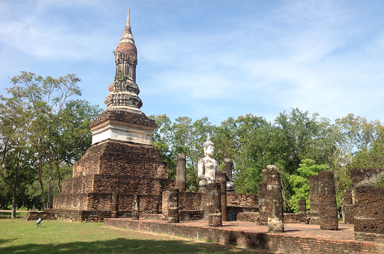 Chedi and remains of the viharn of the Wat Tra Phang Ngoen in Sukhothai Historical Park