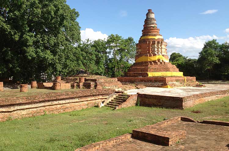 Remains of an ancient temple at Wiang Kum Kam Historical Park in Chiang Mai