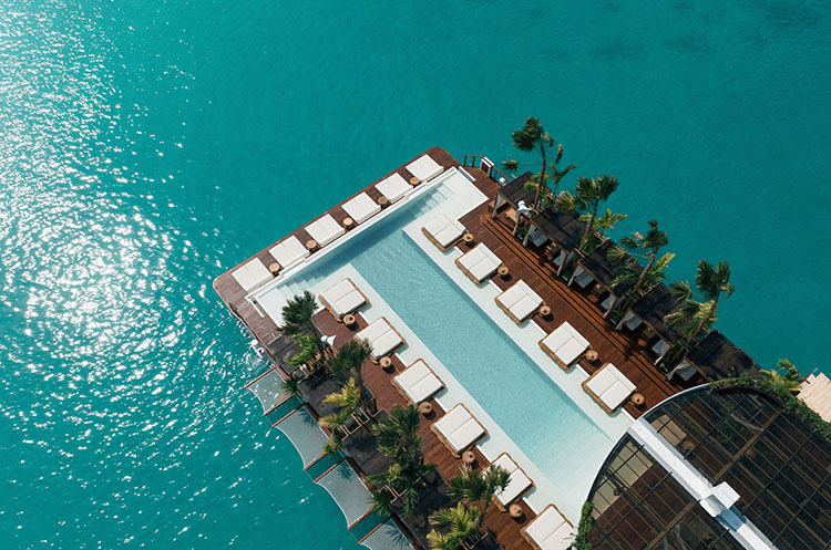 The infinity pool at the beach club