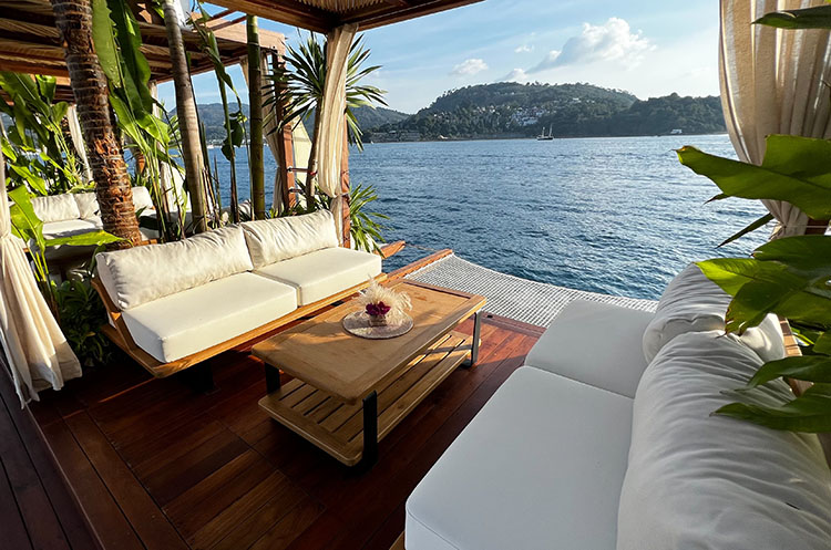 A private cabana at the pool