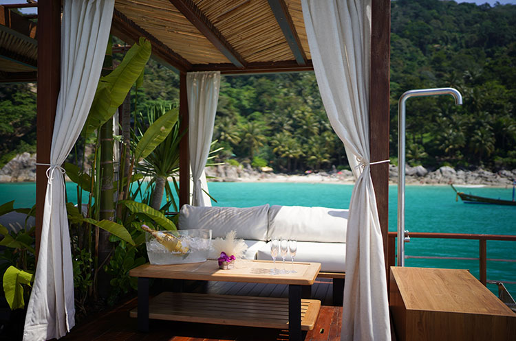 A private cabana at the pool