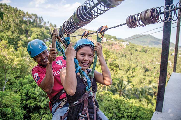 Fun zipline ride over the forest at Lamai viewpoint